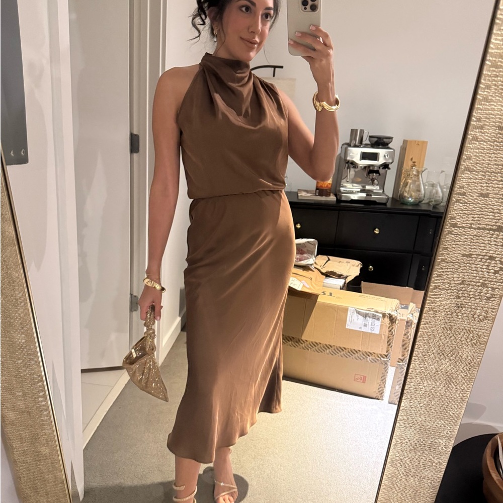Elegant Brown Sleeveless Dress